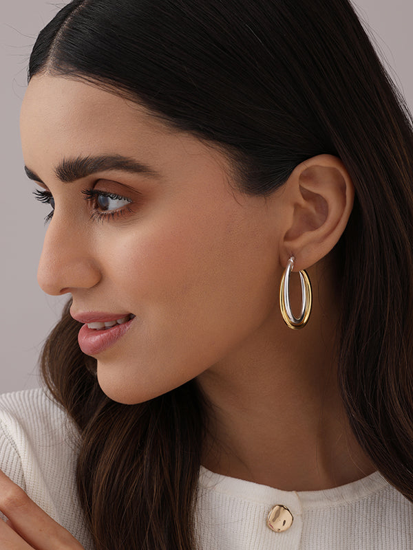 Intertwined Aura Two-Tone Hoops