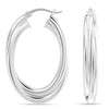 925 Sterling Silver Jewellery Intertwining Oval Shape Click-Top Hoop Earrings for Women