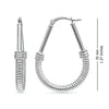 925 Sterling Silver Oval Diamond Cut Hoop Earrings for Women 35 MM