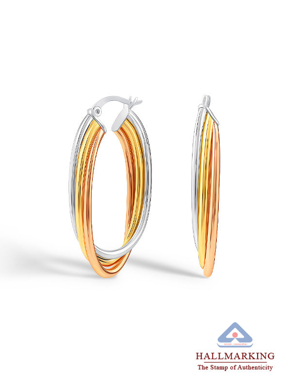 Three-Tone Italian Intertwined Hoops