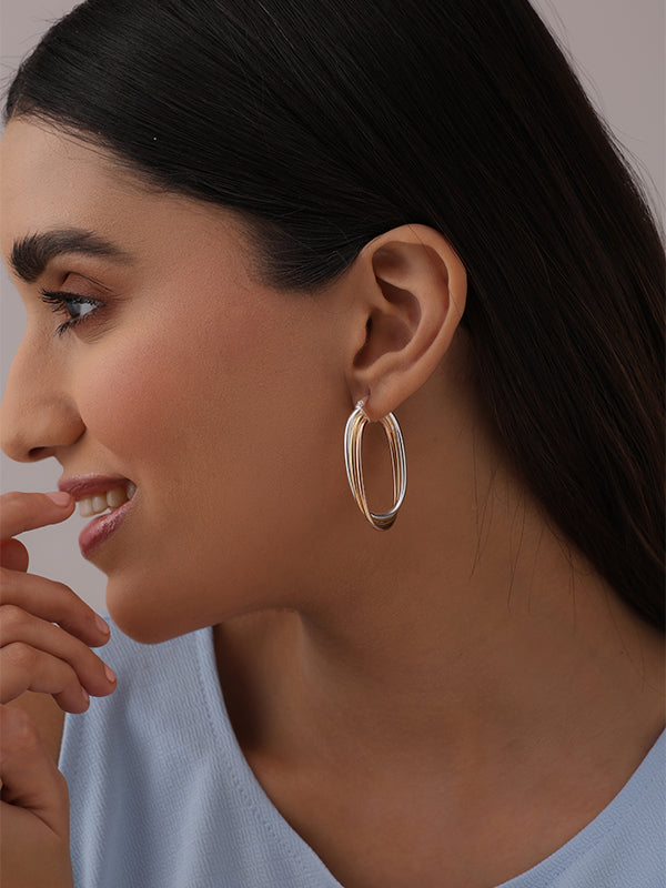 Three-Tone Italian Intertwined Hoop Earrings