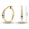 925 Sterling Silver Round Hoop Earrings for Teen Women (3 MM Topaz & Sapphire )