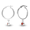 925 Sterling Silver Birthstone Hoop Earrings for Teen Women (3 MM Red Garnet) )
