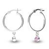 925 Sterling Silver Birthstone Hoop Earrings for Teen Women (3 MM Purple Amethyst)