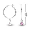 925 Sterling Silver Birthstone Hoop Earrings for Teen Women (3 MM Purple Amethyst)