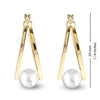 925 Sterling Silver Pearl Oval Hoop Rose Gold Plated Earrings for Teen Women