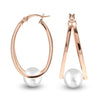 925 Sterling Silver Pearl Oval Hoop Gold Plated Earrings for women