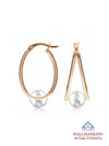 Silver Pearl Oval Hoops