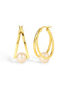 Silver Pearl Oval Hoops
