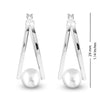 925 Sterling Silver Pearl Oval Hoop Earrings for Teen Women