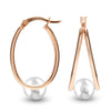 925 Sterling Silver Pearl Oval Hoop Earrings for Teen Women