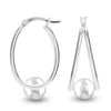 925 Sterling Silver Pearl Oval Hoop Earrings for Women