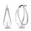 925 Sterling Silver Pearl Oval Hoop Earrings for Women