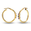 925 Sterling Silver Hoop Earrings for Teen Women (3 MM Purple Amethyst & Black Onyx)