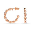 925 Sterling Silver Jewellery Rose-Gold Plated Rope Round Twisted Italian Hoop Earrings for Women