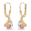 925 Sterling Silver Three-Tone Love-Knot Leverback Light-Weight Drop Dangle Earrings for Women 26 MM