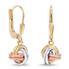 925 Sterling Silver Three-Tone Love-Knot Leverback Light-Weight Drop Dangle Earrings for Women 26 MM