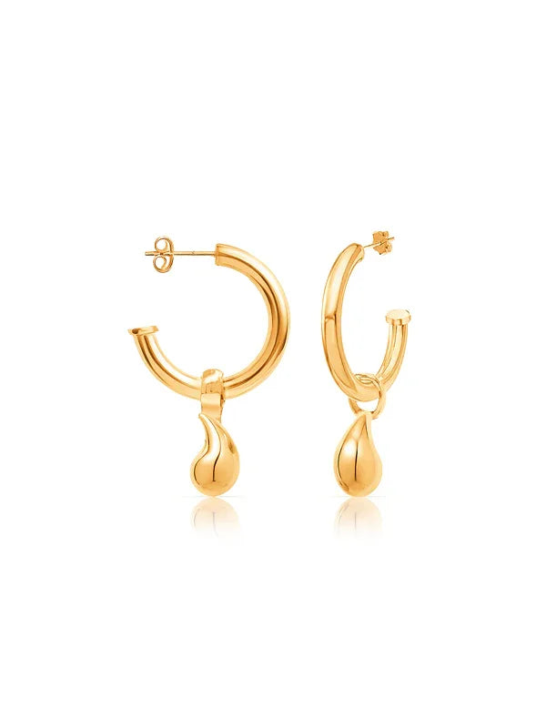 Gold-plated aquadrop dangle hoop earrings 
