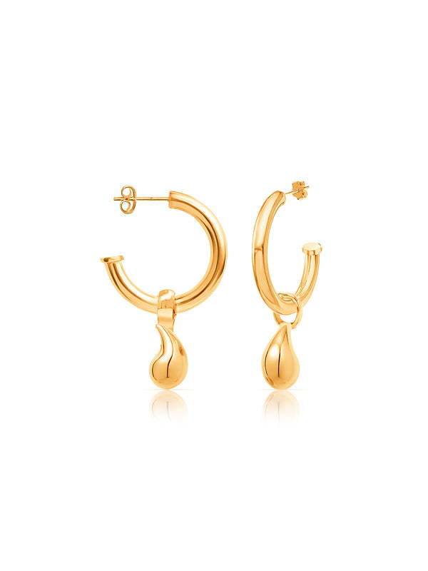 Gold-plated aquadrop dangle hoop earrings 