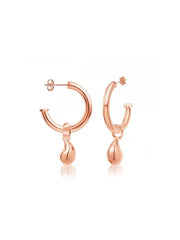 C-Hoop Waterdrop Earrings- Rose Gold-Plated