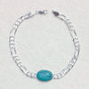 925 Sterling Silver Figaro Chain Turquoise Stone Salman Khan Bracelet for Men and Boys 8.5 Inches