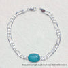 925 Sterling Silver Figaro Chain Turquoise Stone Salman Khan Bracelet for Men and Boys 8.5 Inches