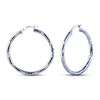 925 Sterling Silver Diamond-cut Textured Pattern Click-Top Hoop Earrings for Women