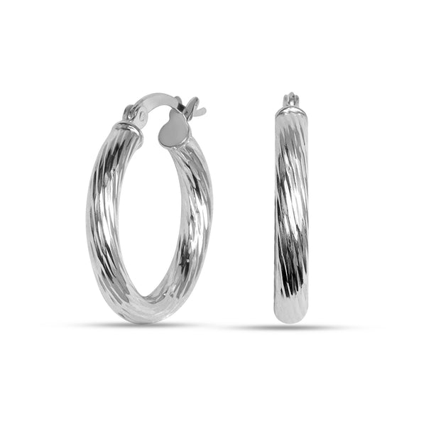 925 Sterling Silver Hypoallergenic Diamond Cut Hoop Earring for Women