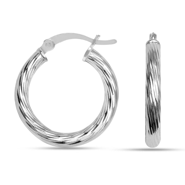 925 Sterling Silver Hoop Earrings for Women Hypoallergenic Diamond Cut Earring Hoops for Women 25MM