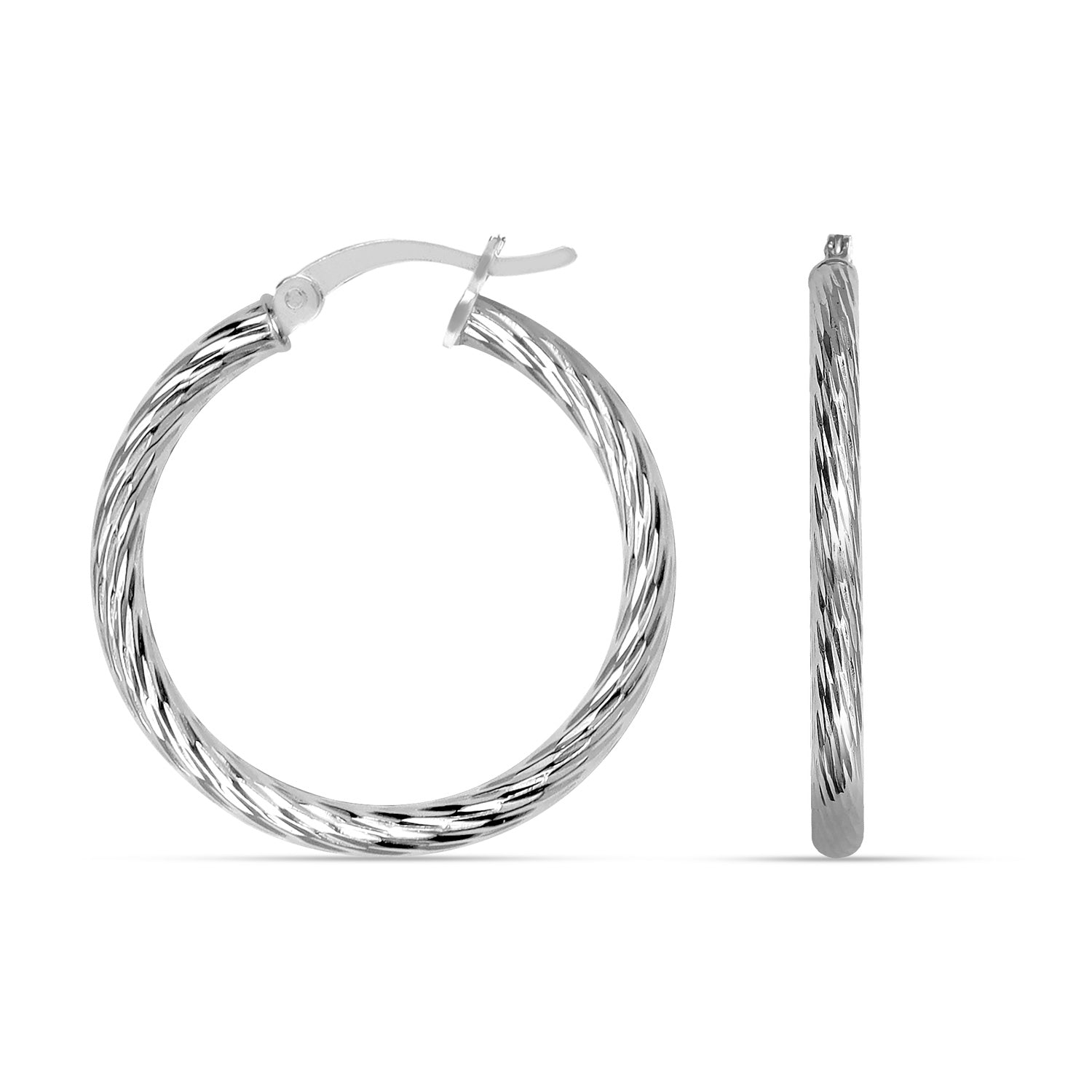 925 Sterling Silver Hypoallergenic Diamond Cut Hoop Earring for Women