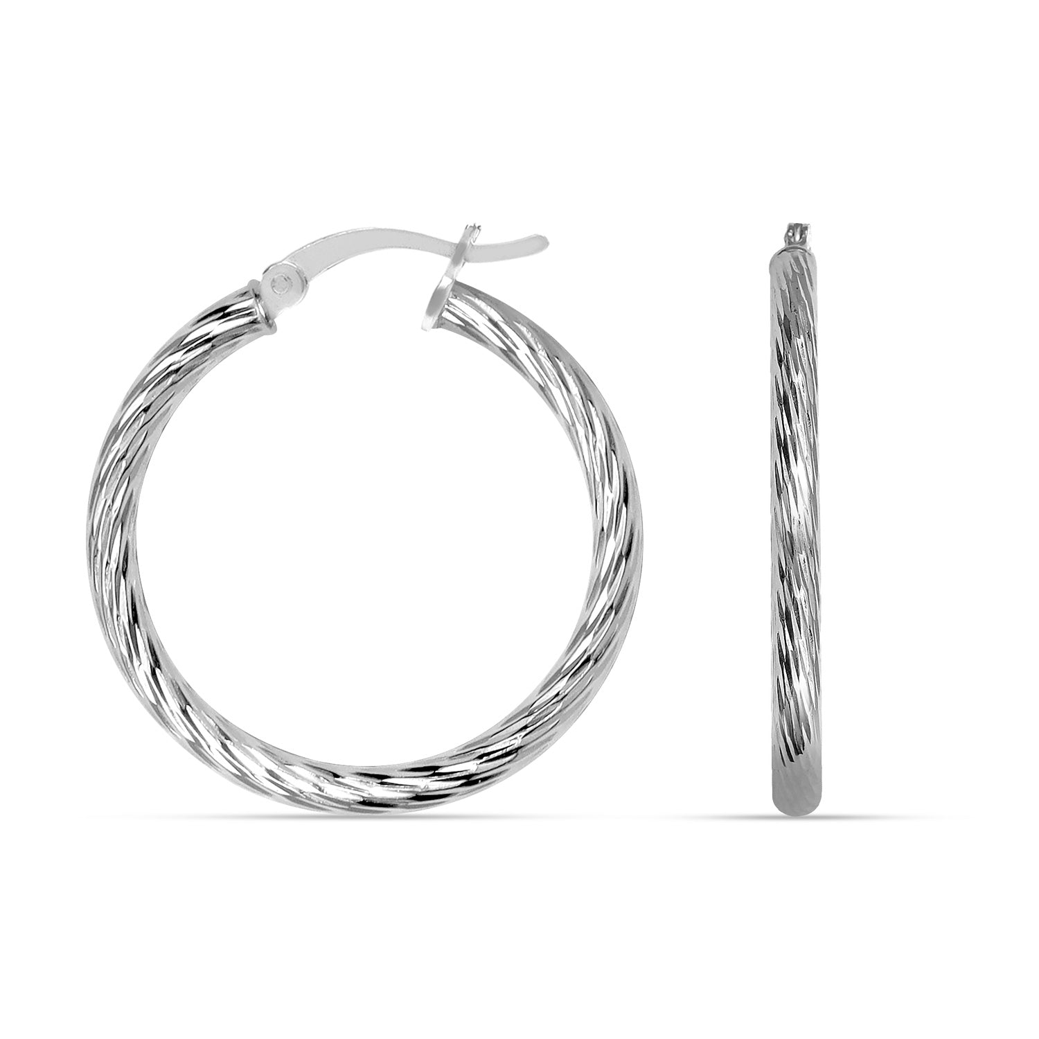 925 Sterling Silver Hoop Earrings for Women Hypoallergenic Diamond Cut Earring Hoops for Women 35MM
