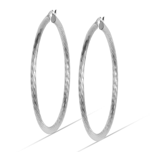 925 Sterling Silver Large Hoop Earrings for Women Hypoallergenic Diamond Cut Earring Hoops for Women 70MM