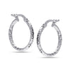 925 Sterling Silver Small Twisted Textured Diamond-Cut Click-Top Hoop Earrings for Women
