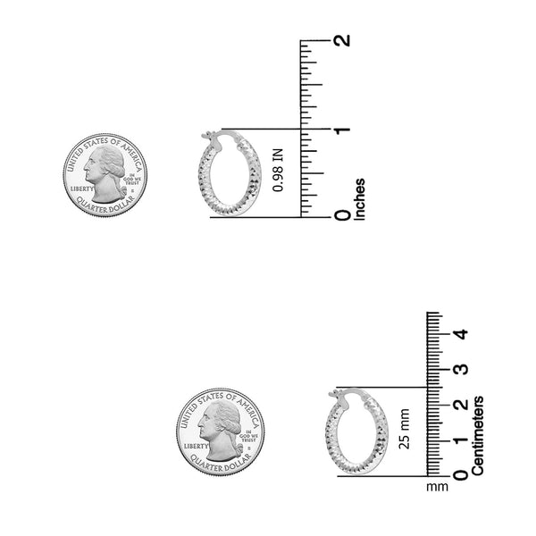 925 Sterling Silver Hoop Earrings for Women Diamond-Cut Classic Italian Design Earring Hoops for Women 25MM
