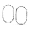 925 Sterling Silver Endless Lightweight Diamond-Cut Textured Oval Square Teardrop Shape Hinged Hoop Earrings for Women