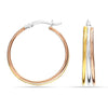 925 Sterling Silver Jewelry Italian Three-Tone Click-Top Hoop Earrings for Women Teen