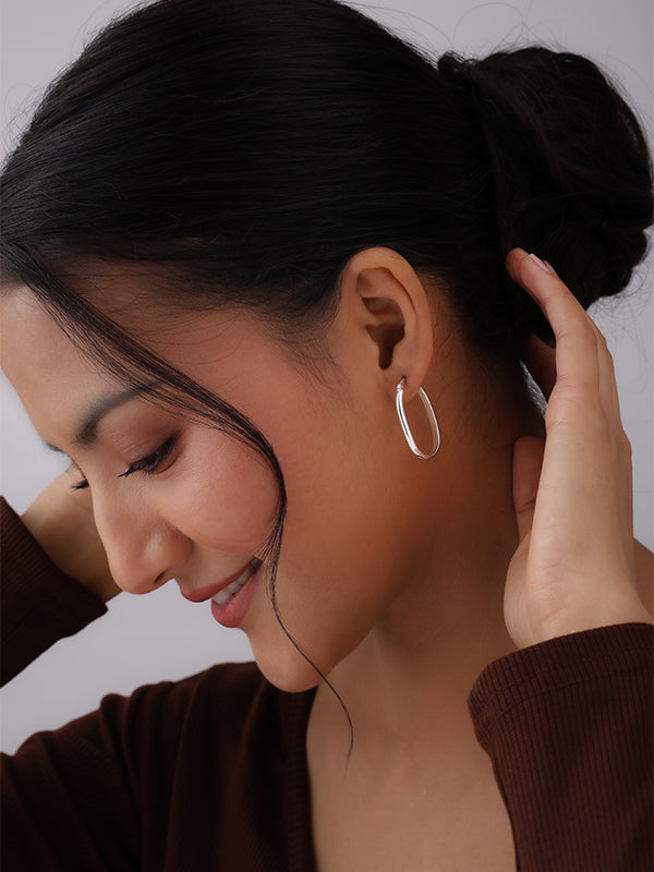 925 Sterling Silver Silver Plated Hoop Earrings for Girls Women