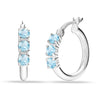 925 Sterling Silver Blue Topaz Round Hoop Earrings for Teen Women 3 MM