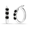 925 Sterling Silver Hoop Earrings for Teen Women and Girls (3 MM Black Onyx )