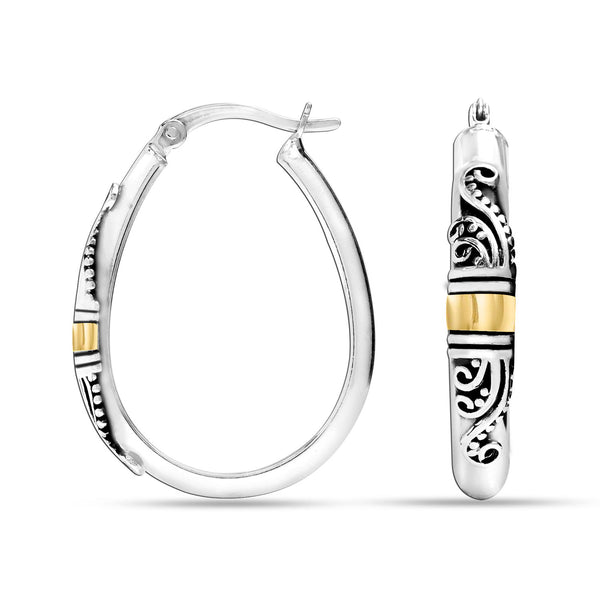 925 Sterling Silver Antique Bali Hoop Earrings for Women