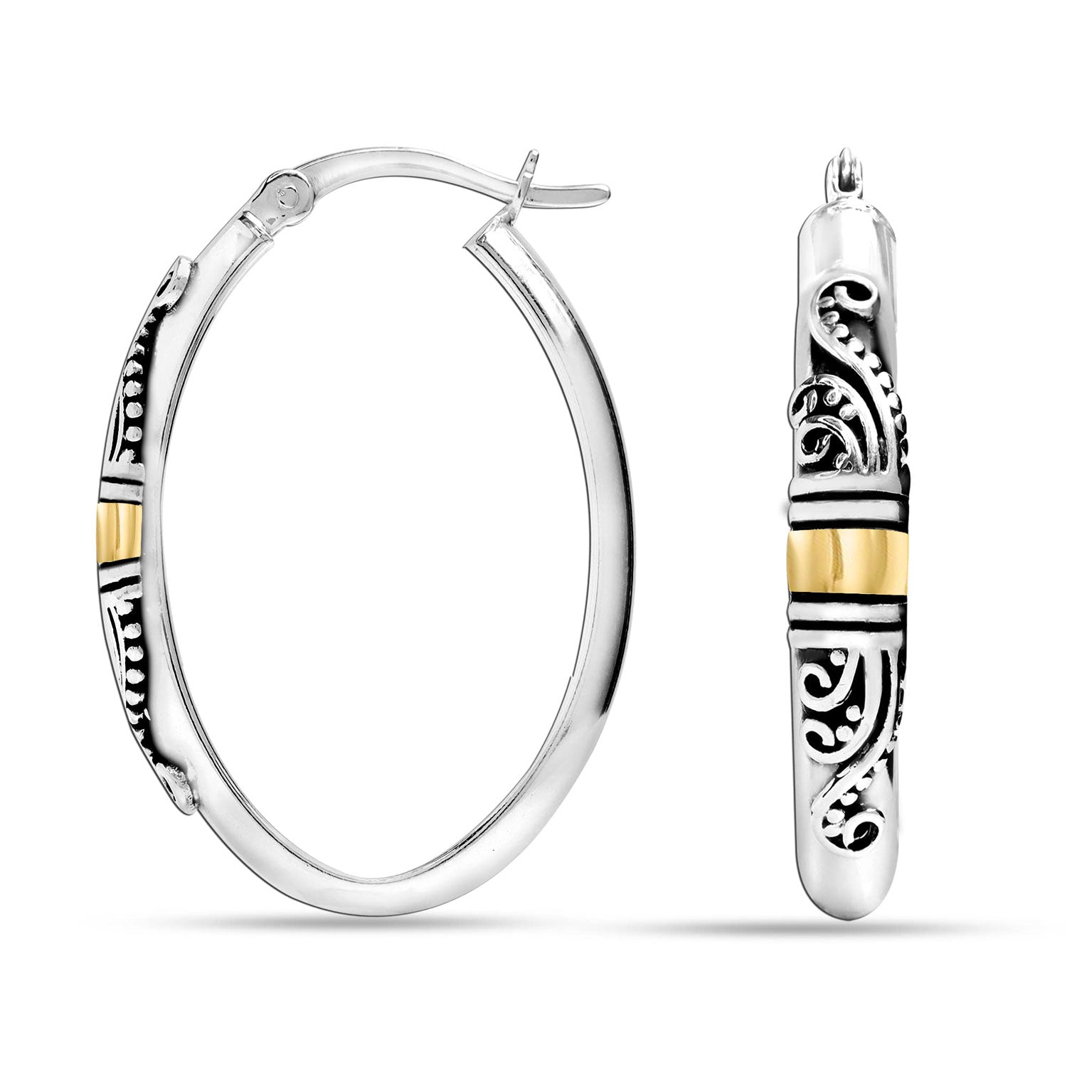 925 Sterling Silver Antique Bali Hoop Earrings for Women