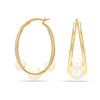 925 Sterling Silver Jewellery Pearl Double Hoop Earrings for Teen and Women