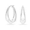 925 Sterling Silver Pearl Double Hoop Earrings for Teen and Women