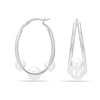 925 Sterling Silver Pearl Double Hoop Earrings for Teen and Women