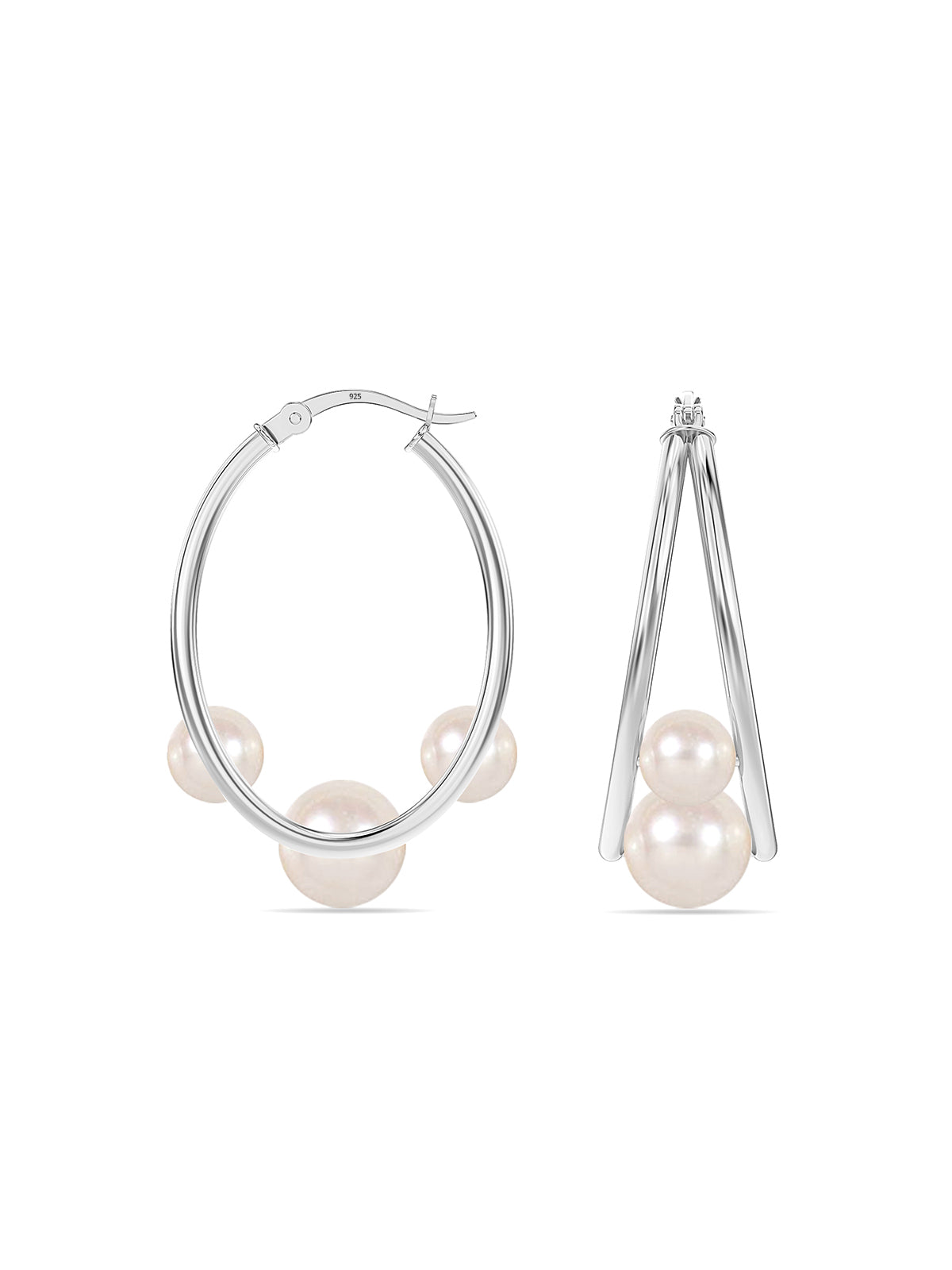 Pearl Double Hoop Earrings