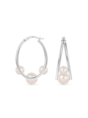 Pearl Double Hoop Earrings
