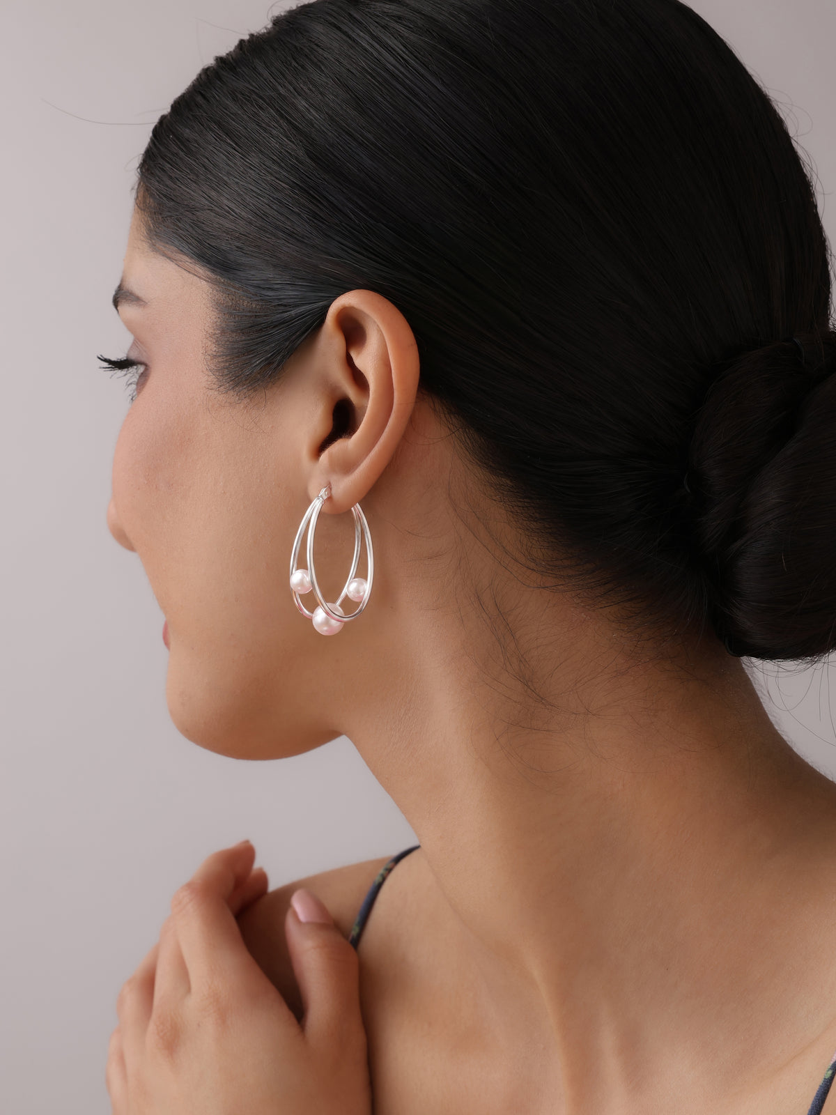 Pearl Double Hoop Earrings