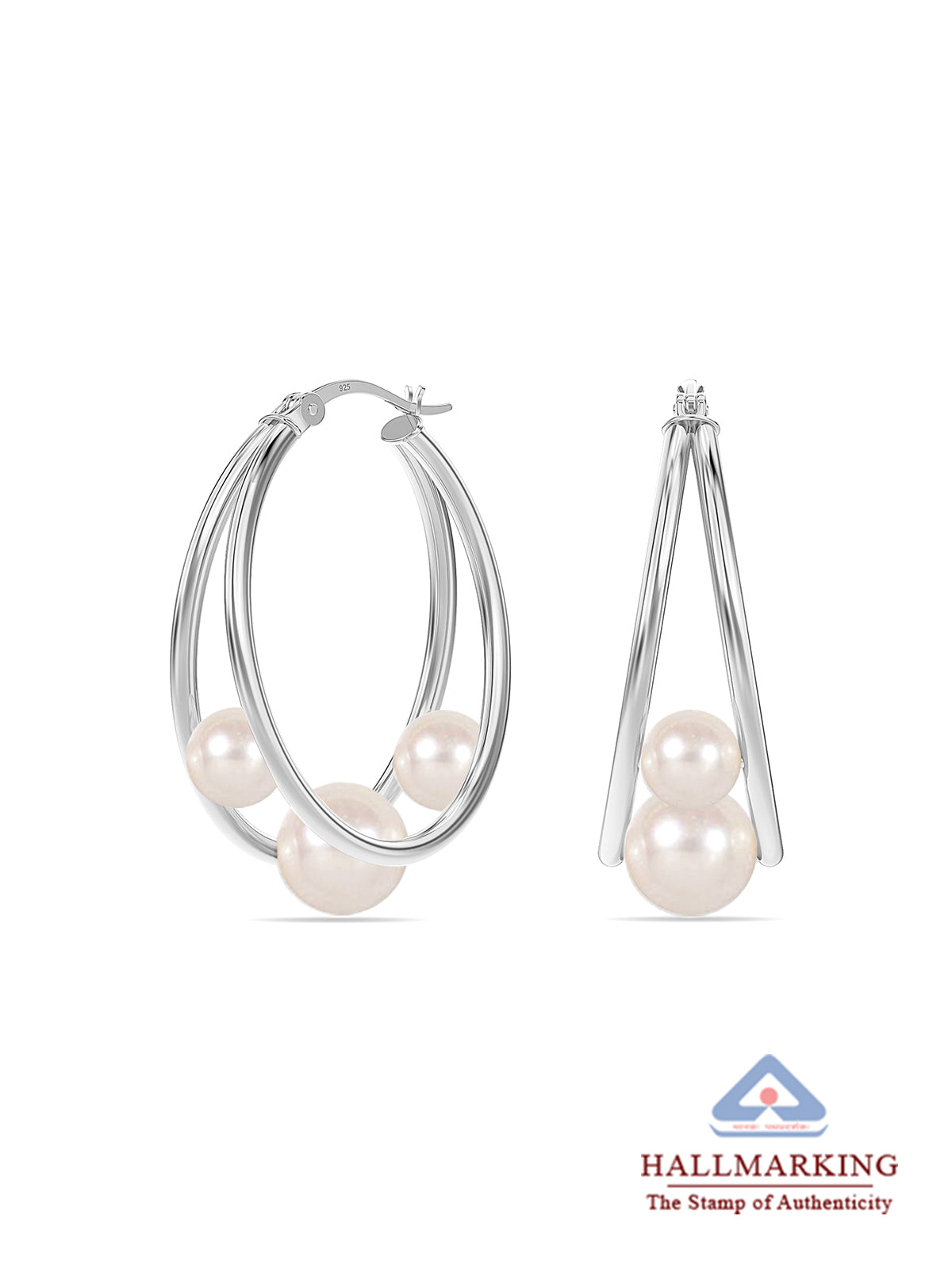 Pearl Double Hoop Earrings