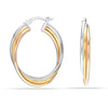 925 Sterling Silver Light-Weight Three-Tone Intertwining Round Tube Polished Hoop Earrings for Women 33MM