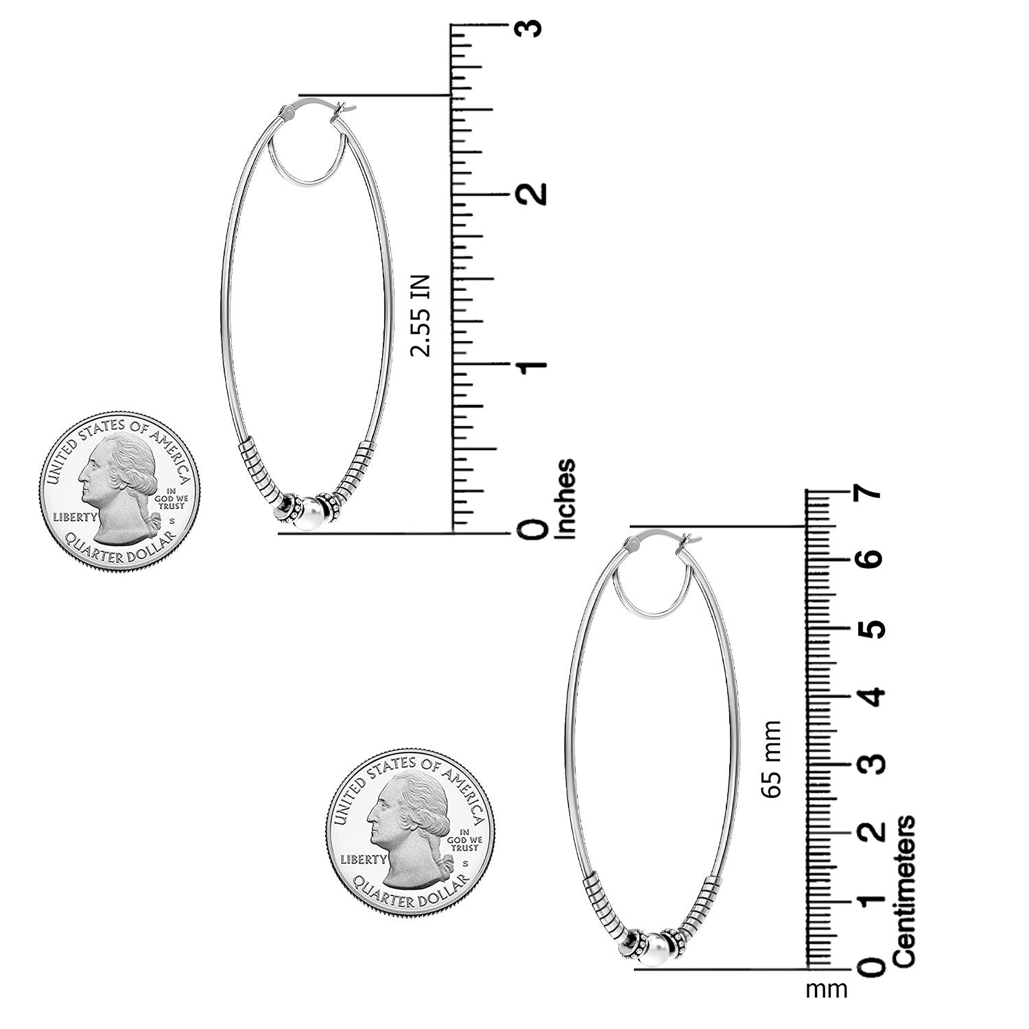 925 Sterling Silver Jewellery Oxidized Balinese Oval Click-Top LARGE Hoop Earrings for Women Teen